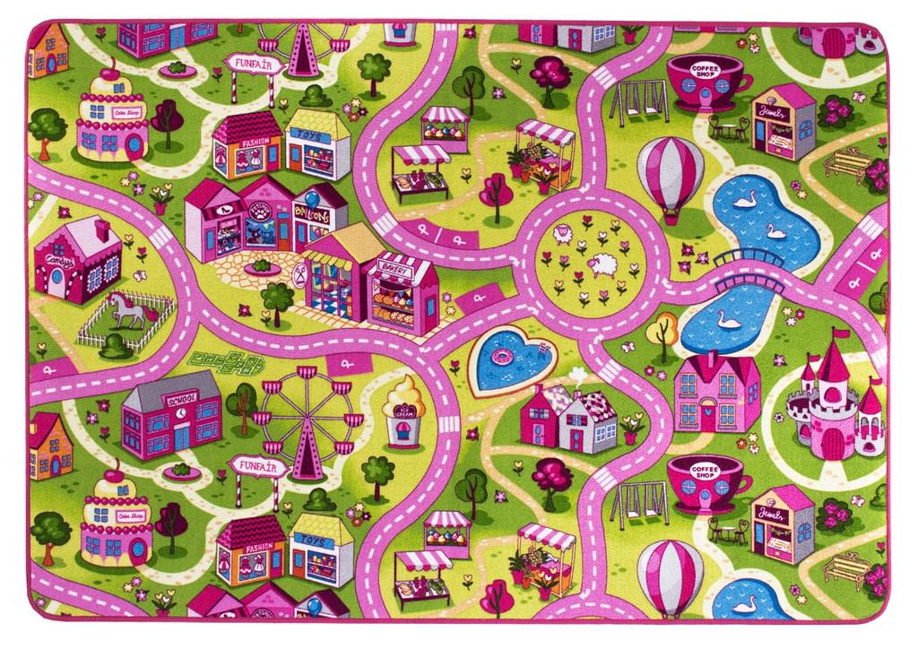 Straßenteppich Spielteppich Mädchen Teppich 200x250 cm pink rosa 