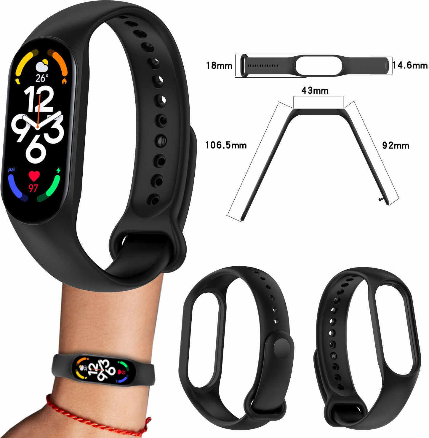 Pre Xiaomi Mi 7 / 7NFC / 6 / 6NFC / 5 / 5NFC / Amazfit Band 5 Schwarz