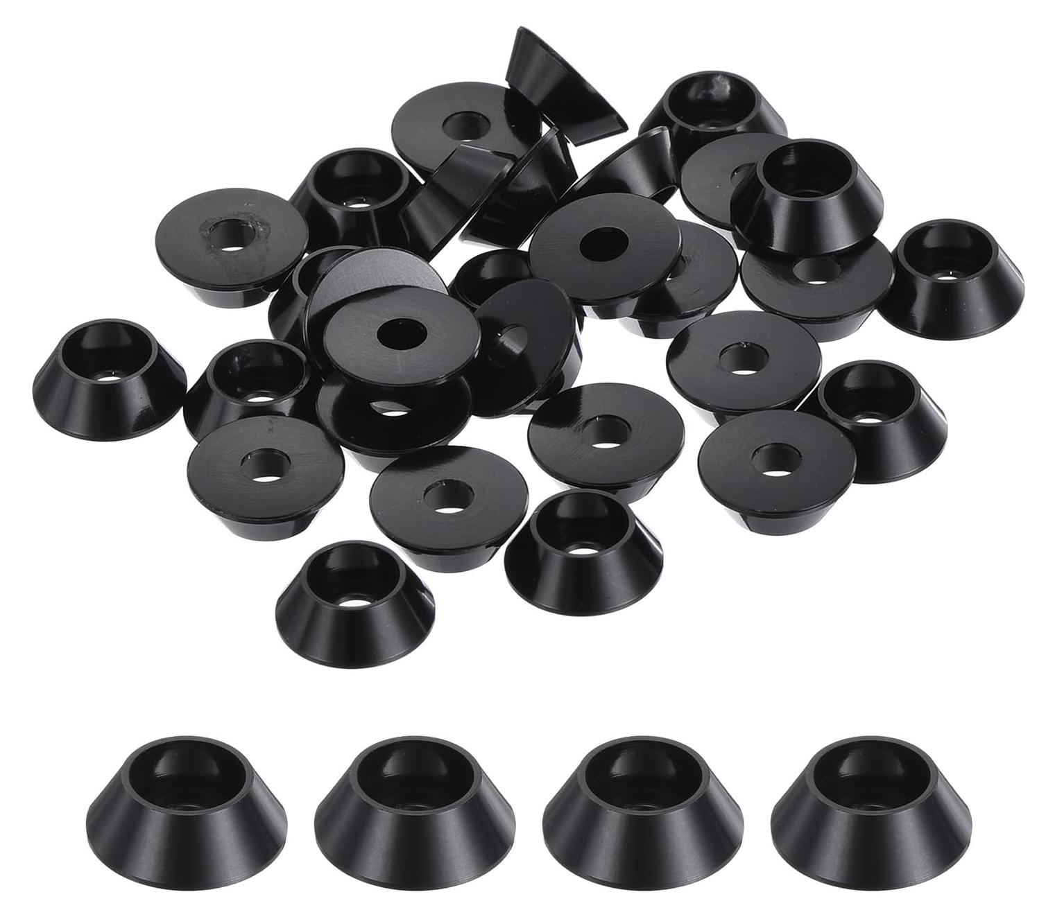 Markenlos Set mit 30 konischen Dichtungsringen aus eloxiertem Aluminium, versenkte Dichtungsringe für RC/FPV/PC/Drohnen/mechanisches Zubehör (schwarz)