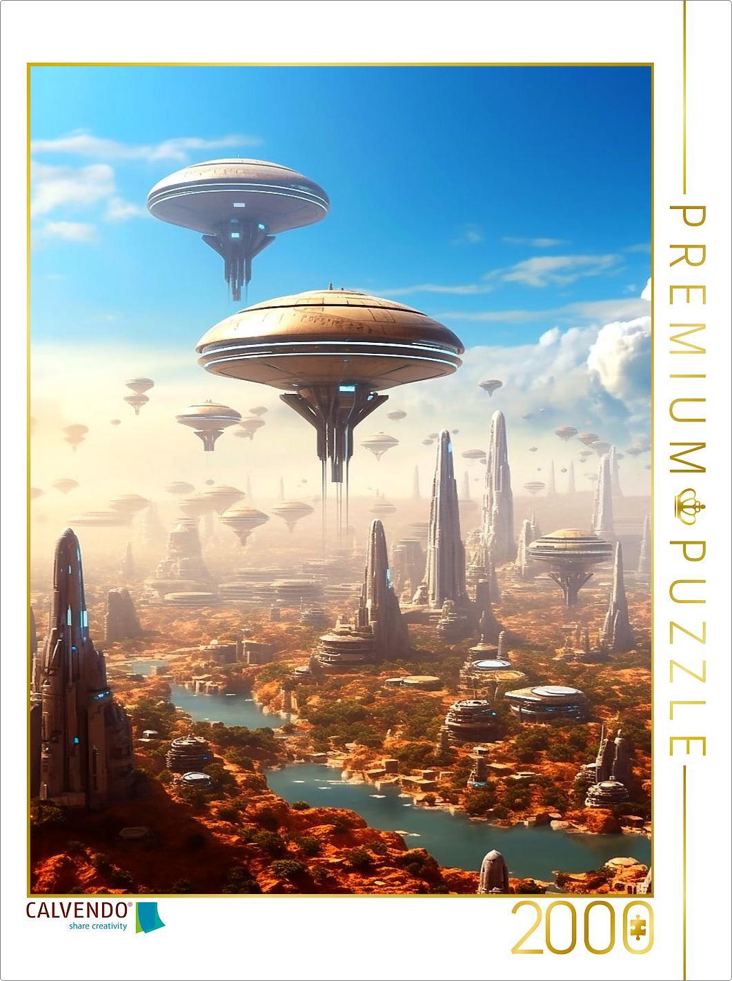 CALVENDO Puzzle Aufbruch - startende fremde Raumschiffe | 2000 Teile Lege-Größe 90x67cm Foto-Puzzle für glückliche Stunden