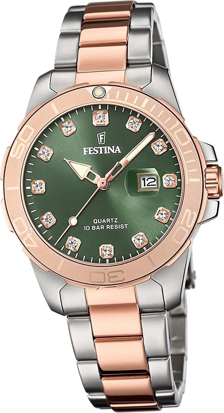 Dámske hodinky Festina z ušľachtilej ocele strieborno-zlaté Festina Boyfriend náramkové hodinky D2UF20505/4