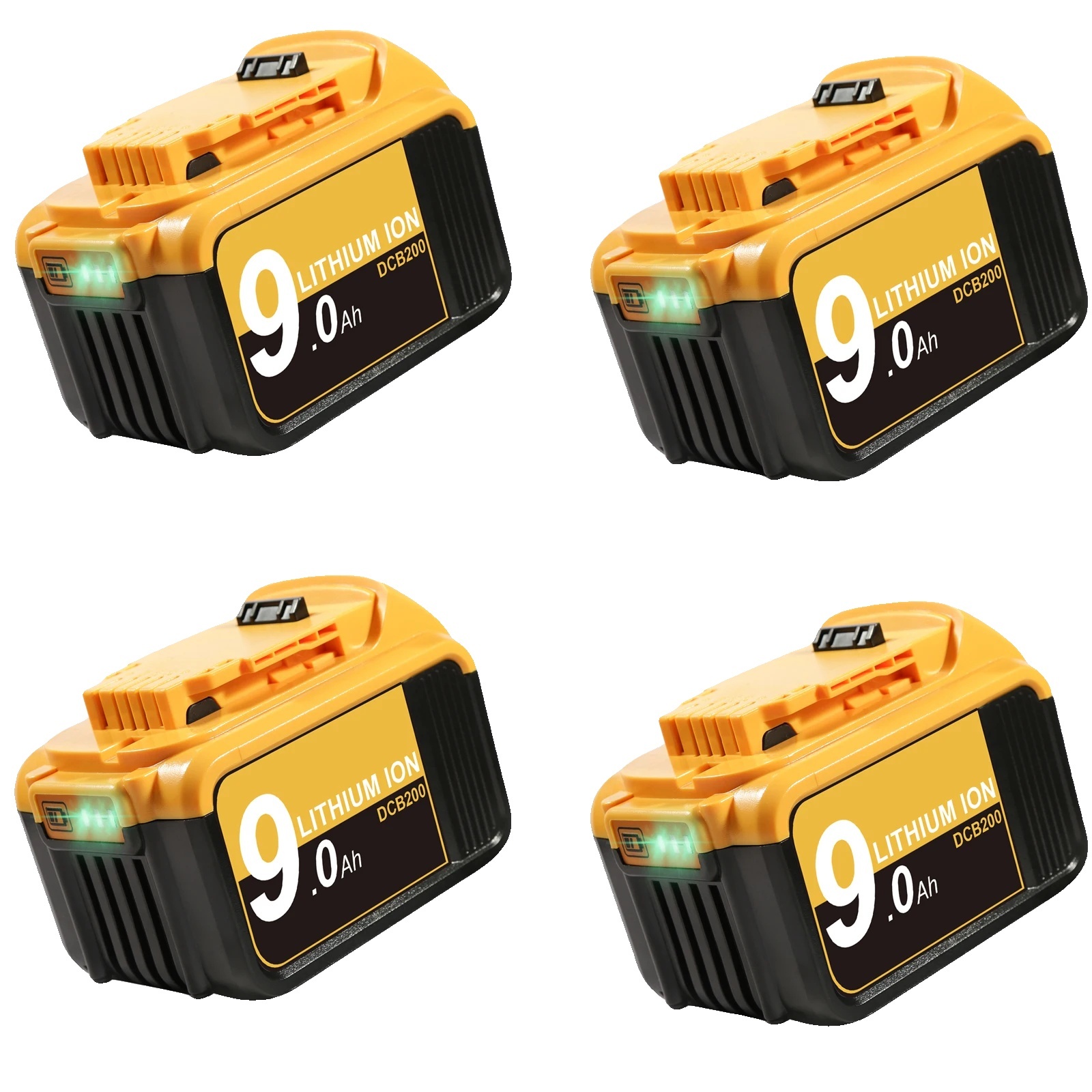 Adaptér na batérie DeWalt, konverzia z 18 V na 20 V, kompatibilita s Li-Ion náradím, 4 kusy 9,0 Ah 20 V