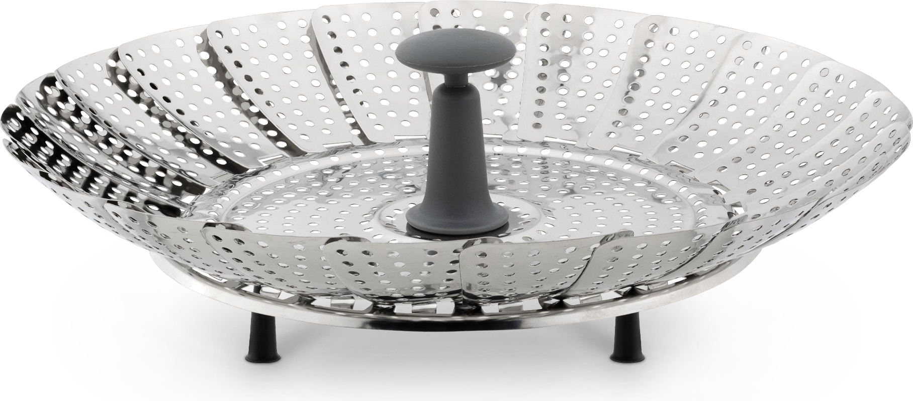 Navaris Dämpfeinsatz mit ausziehbarem Griff - Dampfgarer für Topf Kochtopf - Topfeinsatz Dampfeinsatz aus Edelstahl für Gemüse - zusammenklappbar 54291.01