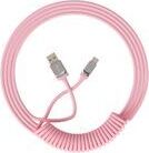 Akko Spezial-Spiralkabel, einziehbares USB-Typ-C-Verlängerungskabel, Spiralkabel mit Spiralfeder für mechanische Tastaturen – Pink