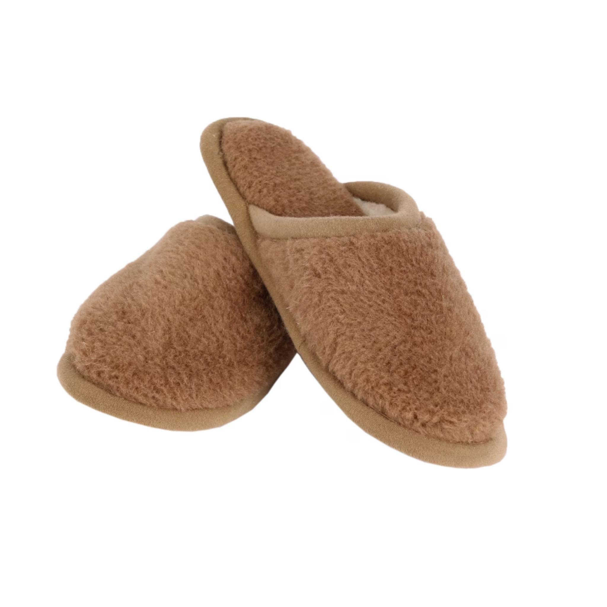 Sevan Roses Camel Bronz Hausschuhe aus Wolle & Kamelwolle – Uni Slipper, warm, rutschfest, braun (36–37)
