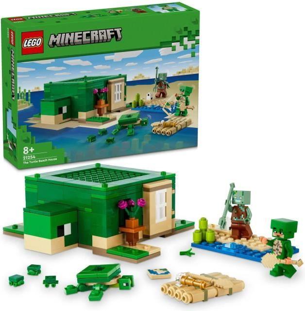LEGO 21254 Minecraft Turtle Beach House, Spielzeug mit Zubehör, Videospielcharakter-Minifiguren
