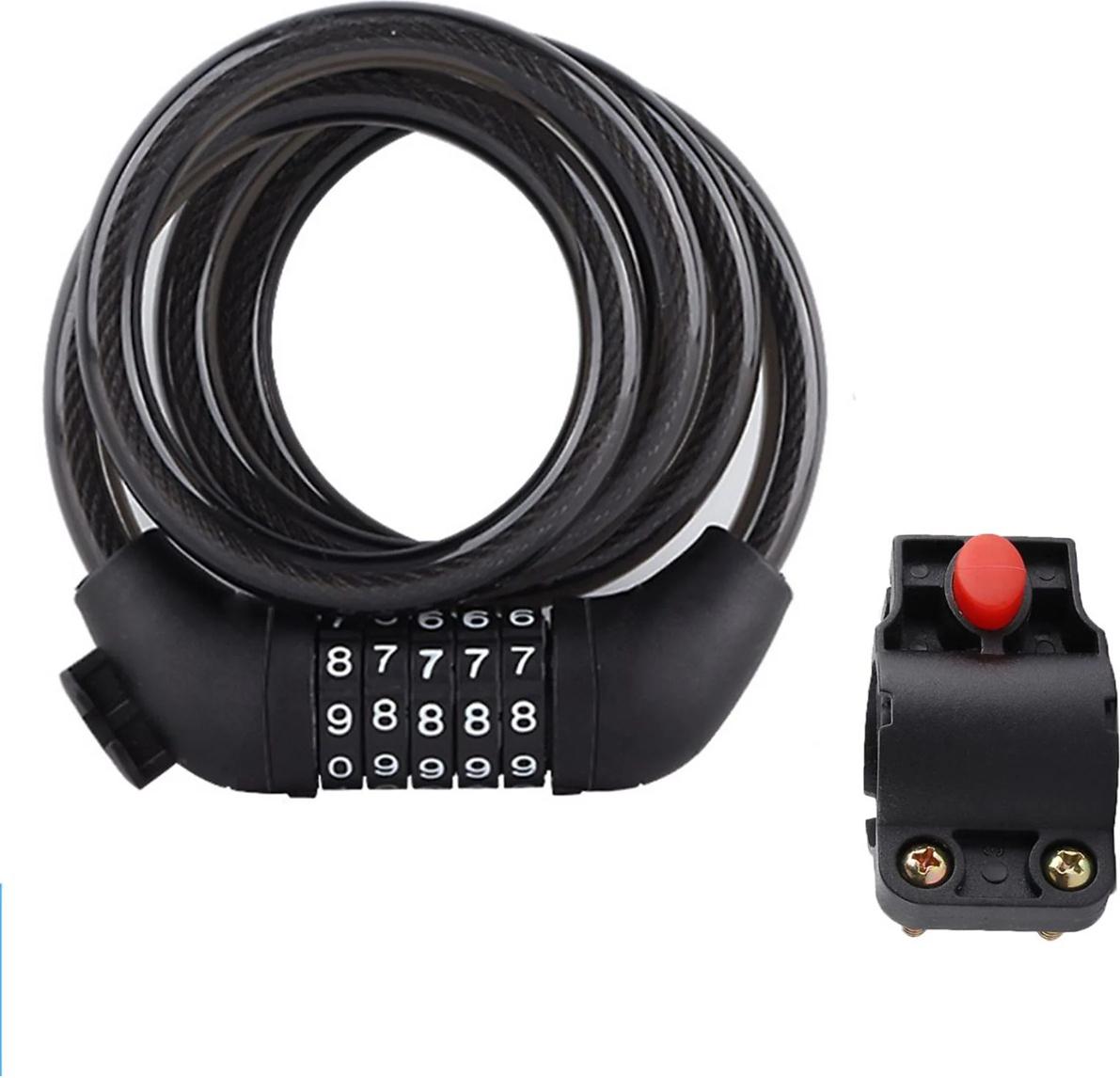 Meoiruery Bicycle lock anti-theft password lock mountain bike portable car lock electric car lock cable lock bicycle accessories-PM12-12 password leather ring lock (black) with lock frame KAU-ER-LYS-PH-20251022-57