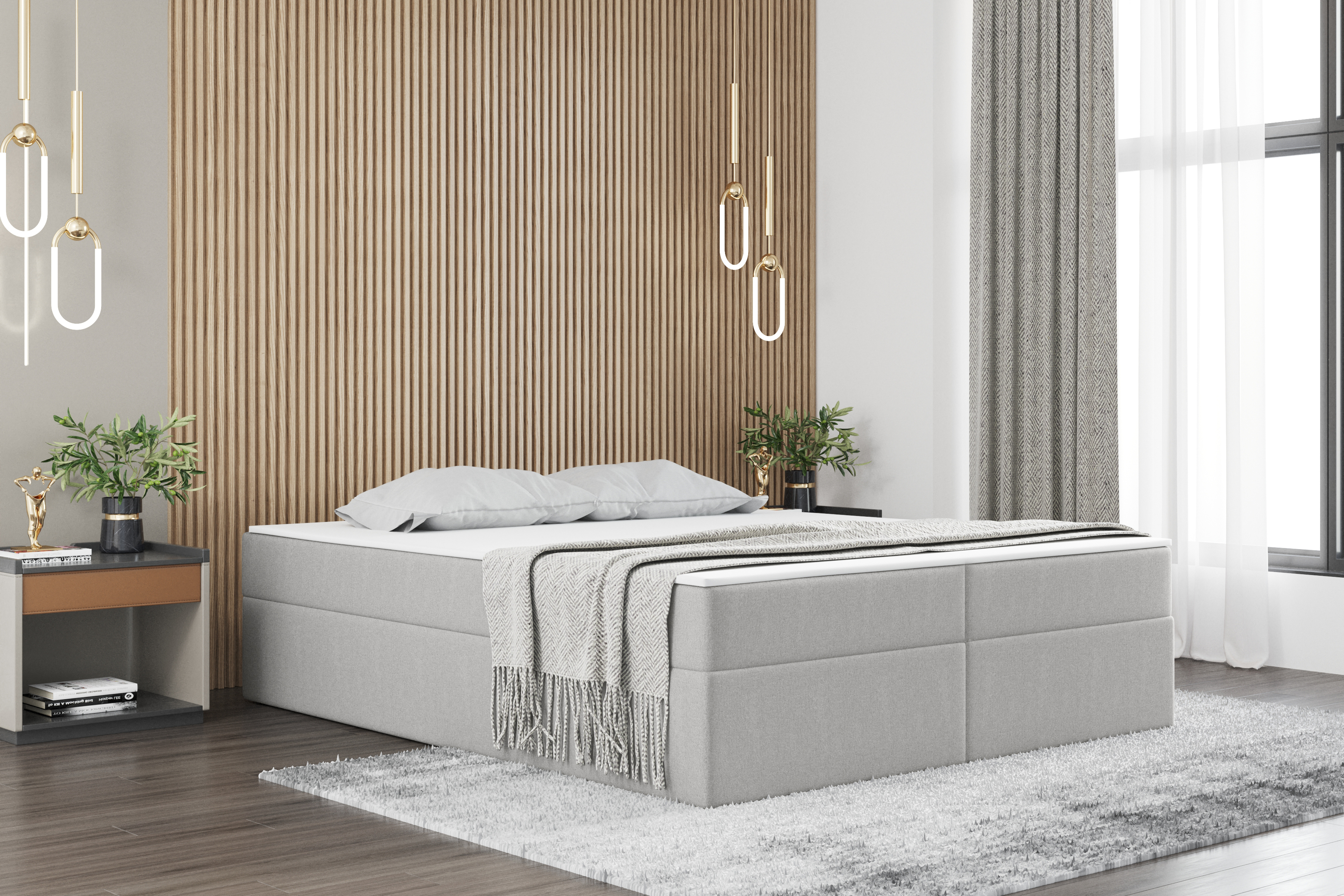Kaiser Möbel skriňová posteľ s matracom Ruben 180 cm x 200 cm popolová sivá