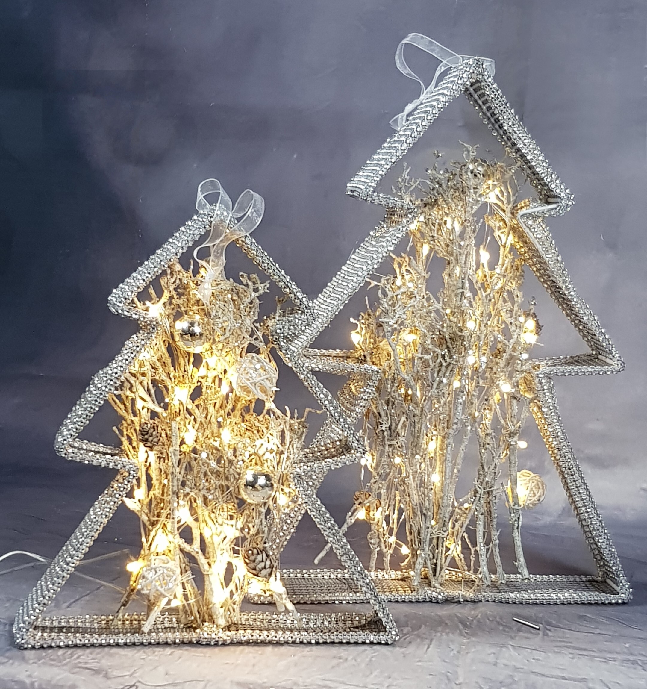 Star-Max Deko-Drahttannenbaum mit Rattan und Perlen 12732005