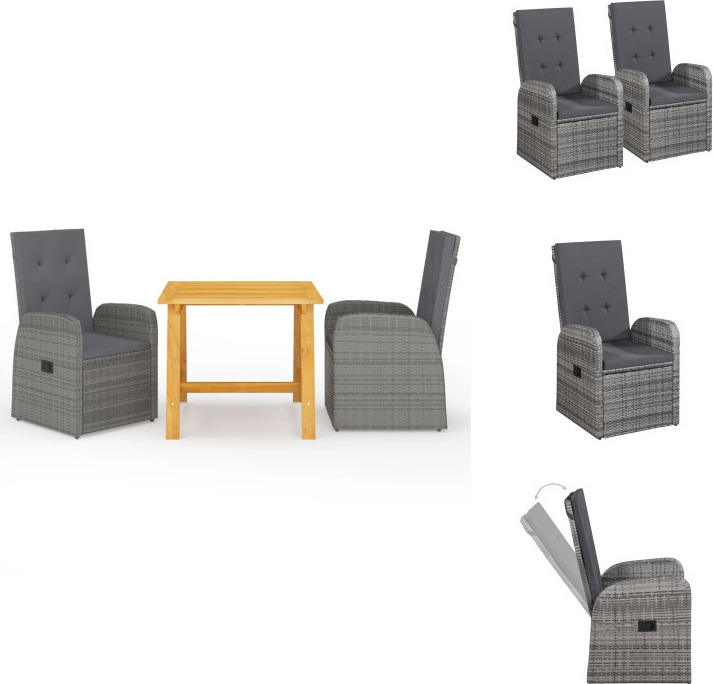 vidaXL 3-dielny záhradný jedálenský set sivý - Záhradné nábytkové zostavy