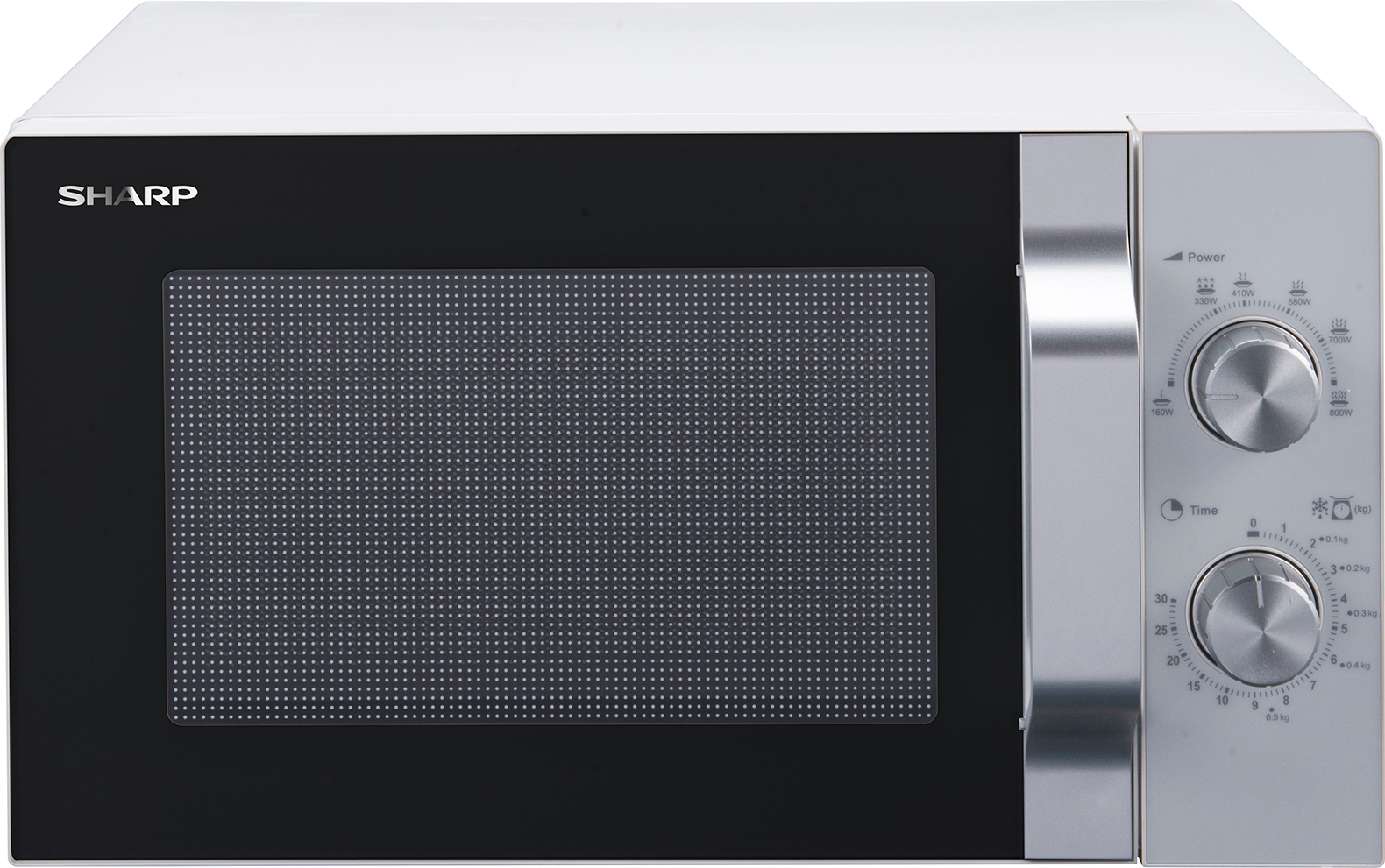 Sharp R204WA Solo-Mikrowelle 6 Leistungsstufen - mechanischer Bedienung zum Auftauen, Garen und Erwärmen
