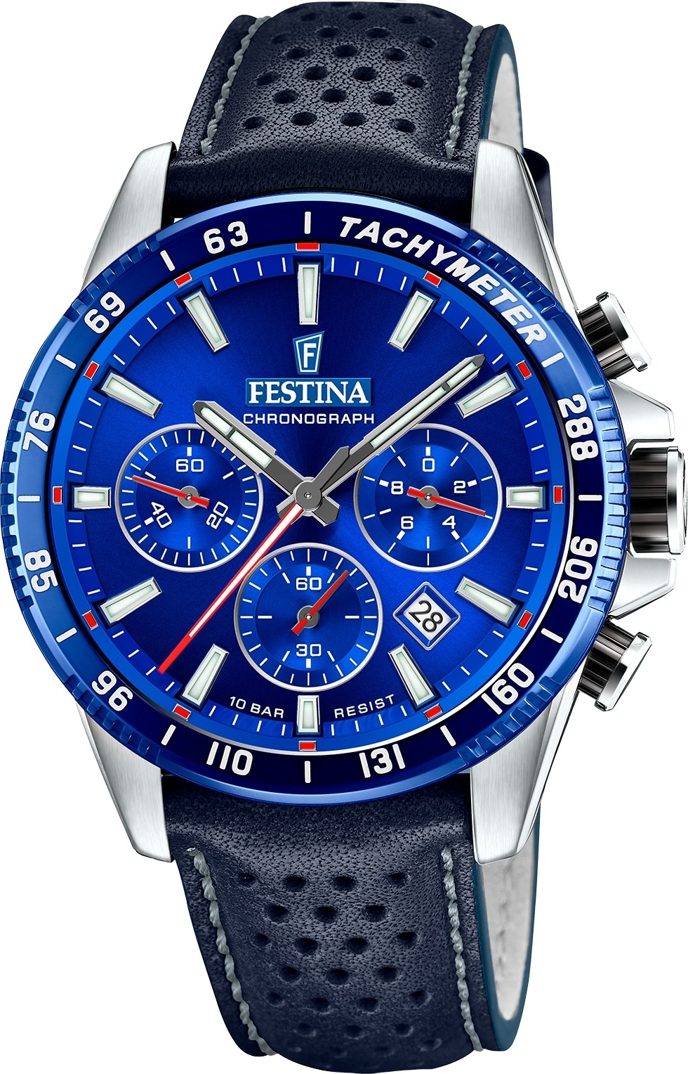 Festina kožené pánske náramkové hodinky tmavo modré elegantné D2UF20561/3