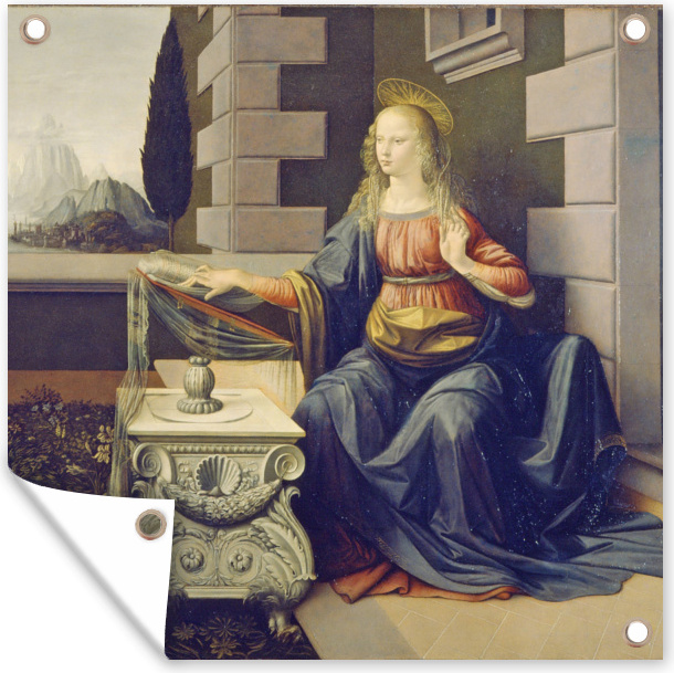 MuchoWow® 50x50 cm Outdoor-Poster Gartendeko Sichtschutz Garten Poster für den Garten Die Verkündigung - Leonardo da Vinci 133|313186314