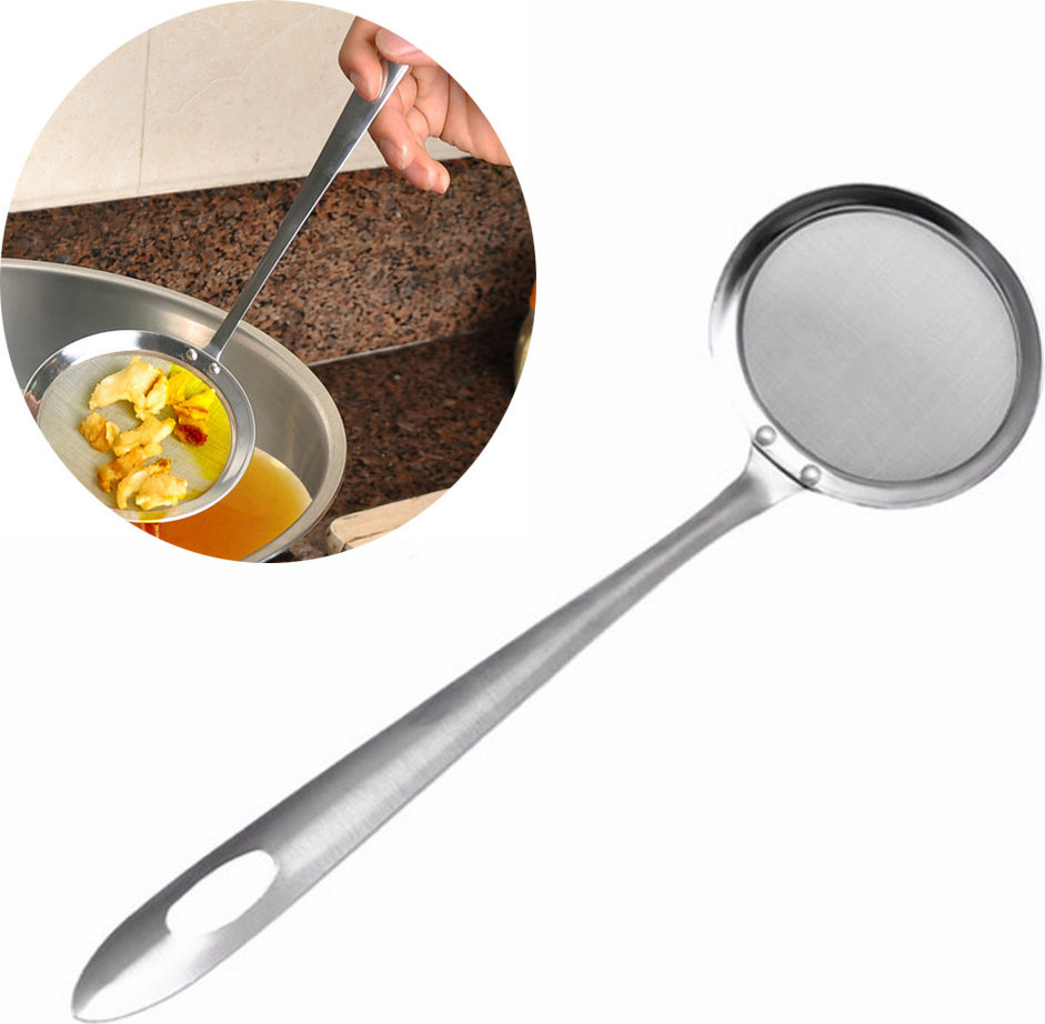 DECDEAL Edelstahl Fat Skimmer Loeffel Fine Mesh Sieb Schoepfloeffel oel-Bratfilter Loeffel fuer die Kueche Braten Lebensmittel
