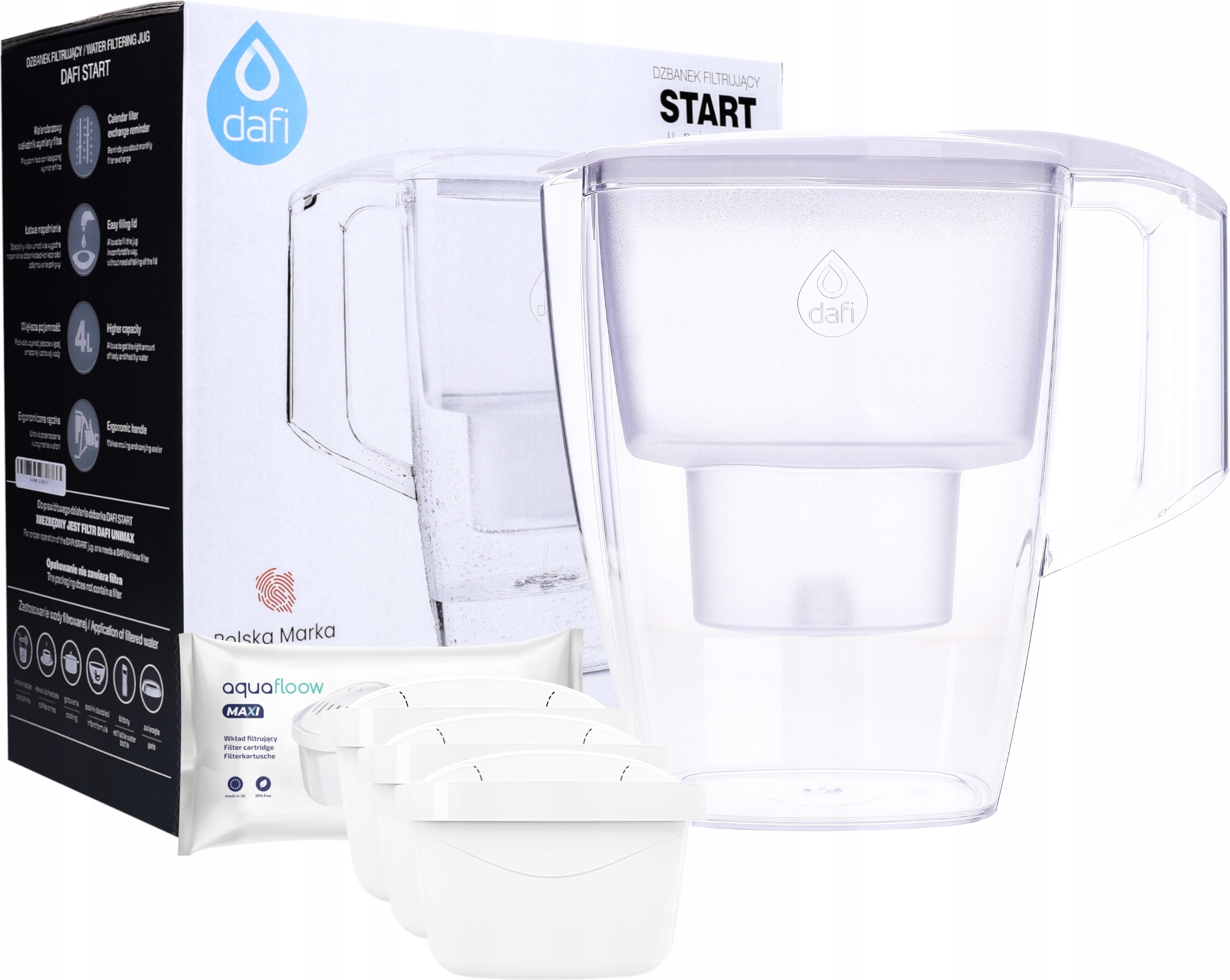 DAFI START UNIMAX 4L Filterkrug + 3x Aquafloow Ersatzfilter BELLA-J-0736
