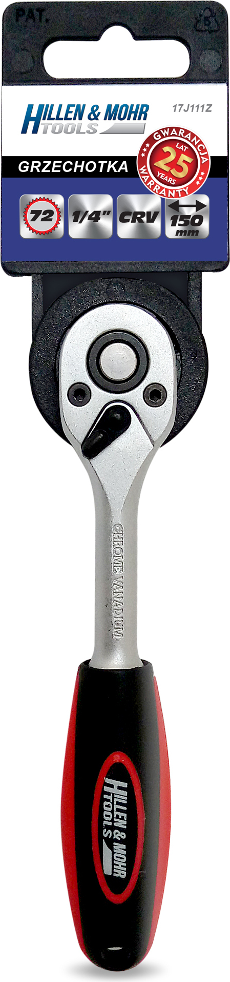 CARUNO Ratschengriff 1/4",72T,CRV6140,gerade,Griff aus Bi-Material 17J111Z