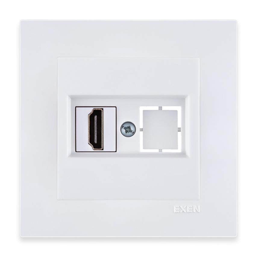 HDMI-Multimedia-Anschluss, weiß + weißer Rahmen, EXEN