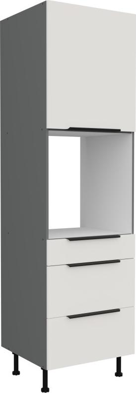 VENETI Schrank für Einbaubackofen mit Schubladen LUNARA – Breite 60 cm, weiß/anthrazit 041-08-03191