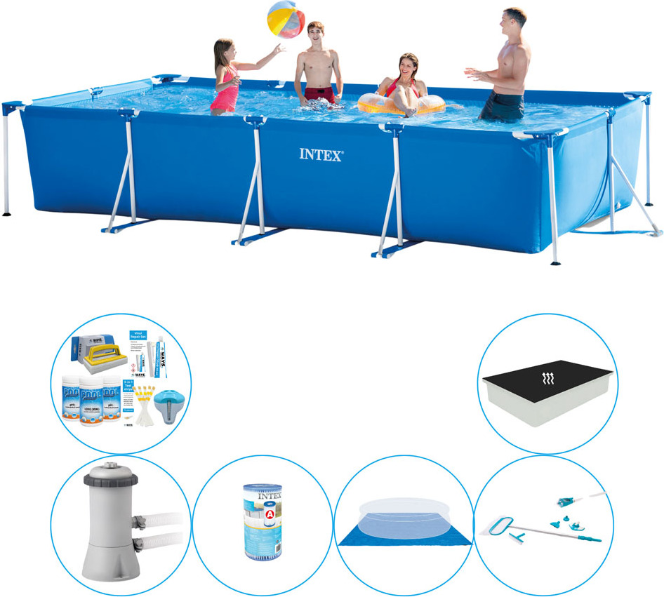 Intex Rámový bazén obdĺžnikový 450x220x84 cm - Kombinovaný set pre bazény