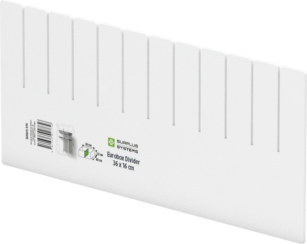 Surplus Systems Abtrenner für Eurobox 36 x 16 cm, weiß 361603-970