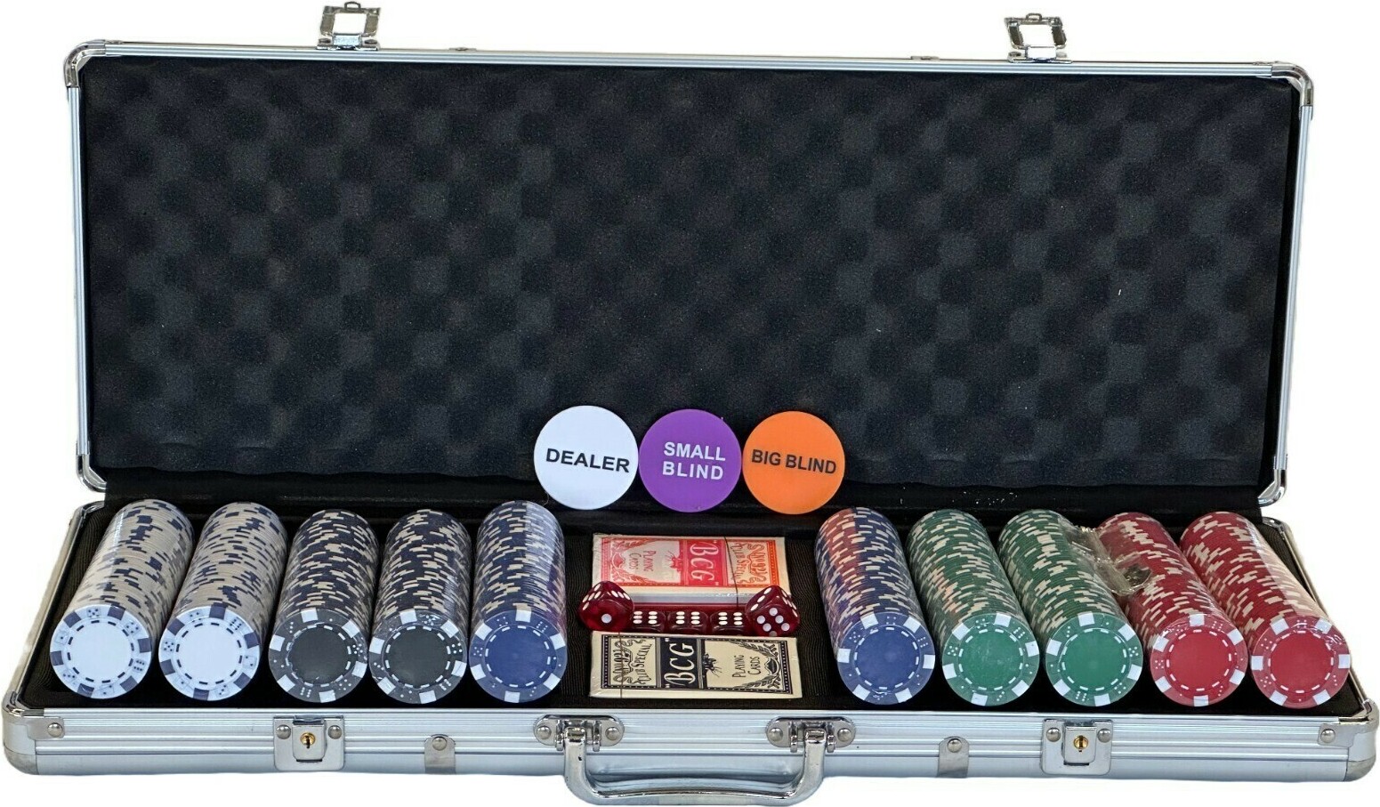 Pegasi Pokerkoffer - Pokerset - 500 Laser Pokerchips - Poker Komplett Set 11.5g Chips Deluxe - Ideales Texas Hold Em Set - Mit Koffer, Pokerchips, und Pokerkarten PEG-PS500-ALU-CASE