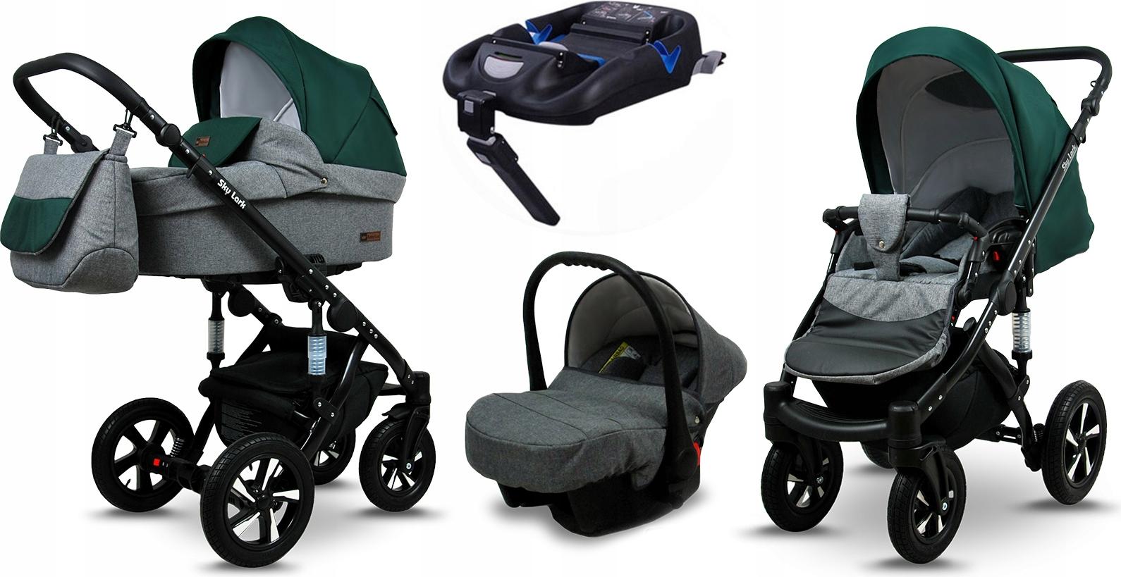 BabyLux Sky Lark | 4in1 Kinderwagen Set | Grey Flex Green | Kombikinderwagen | Kinderwagenset |