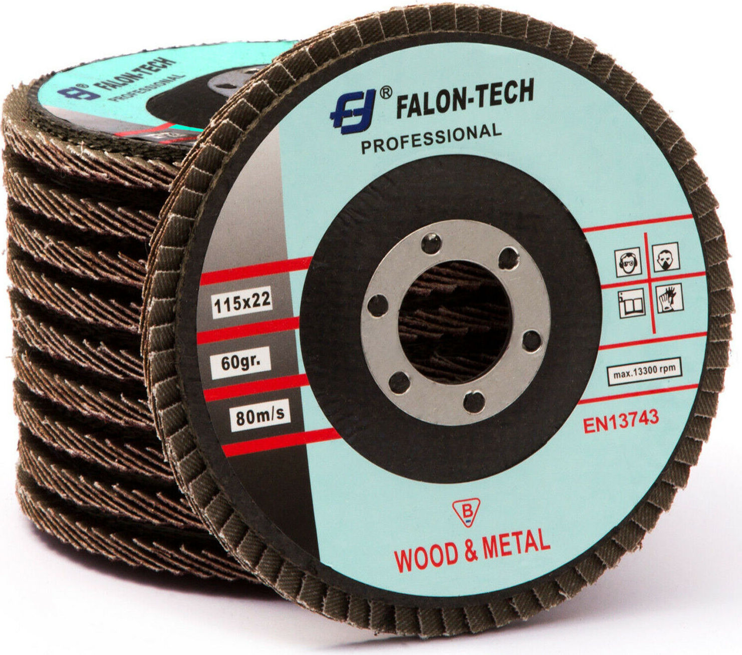 Produktbild von 10x Profi-Fächerscheiben Blau 125mm Korn 80 – Inox-Lamellenscheiben Für Metall, Stein & Holz