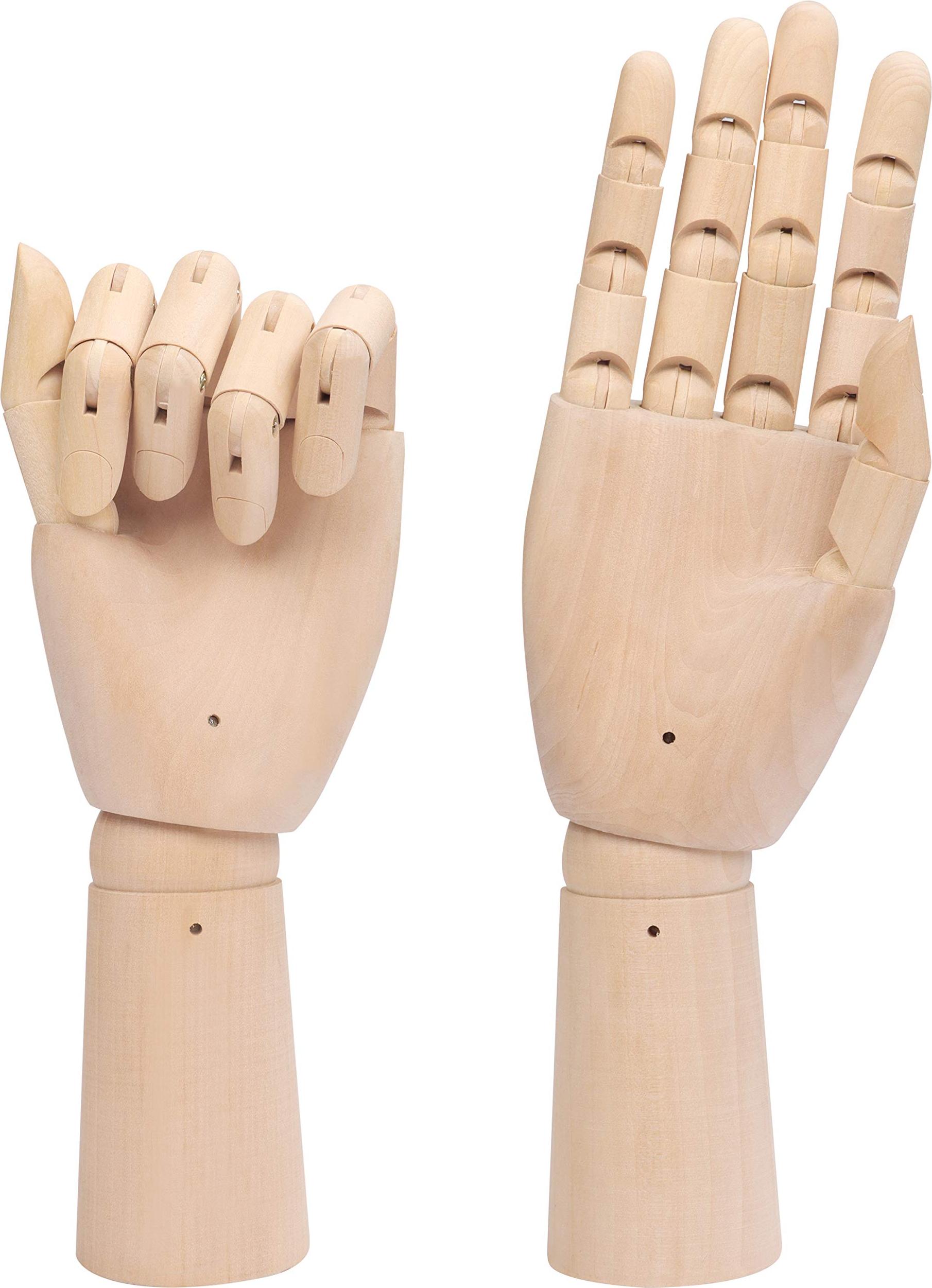 Belle Vous Flexible Linke & Rechte Holz Hand Modellfiguren Deko Hand (2er Pack) 30 cm Hand Deko- Bewegliches Holzhand Modell mit Fingergelenken zum BVOUS-MNH2