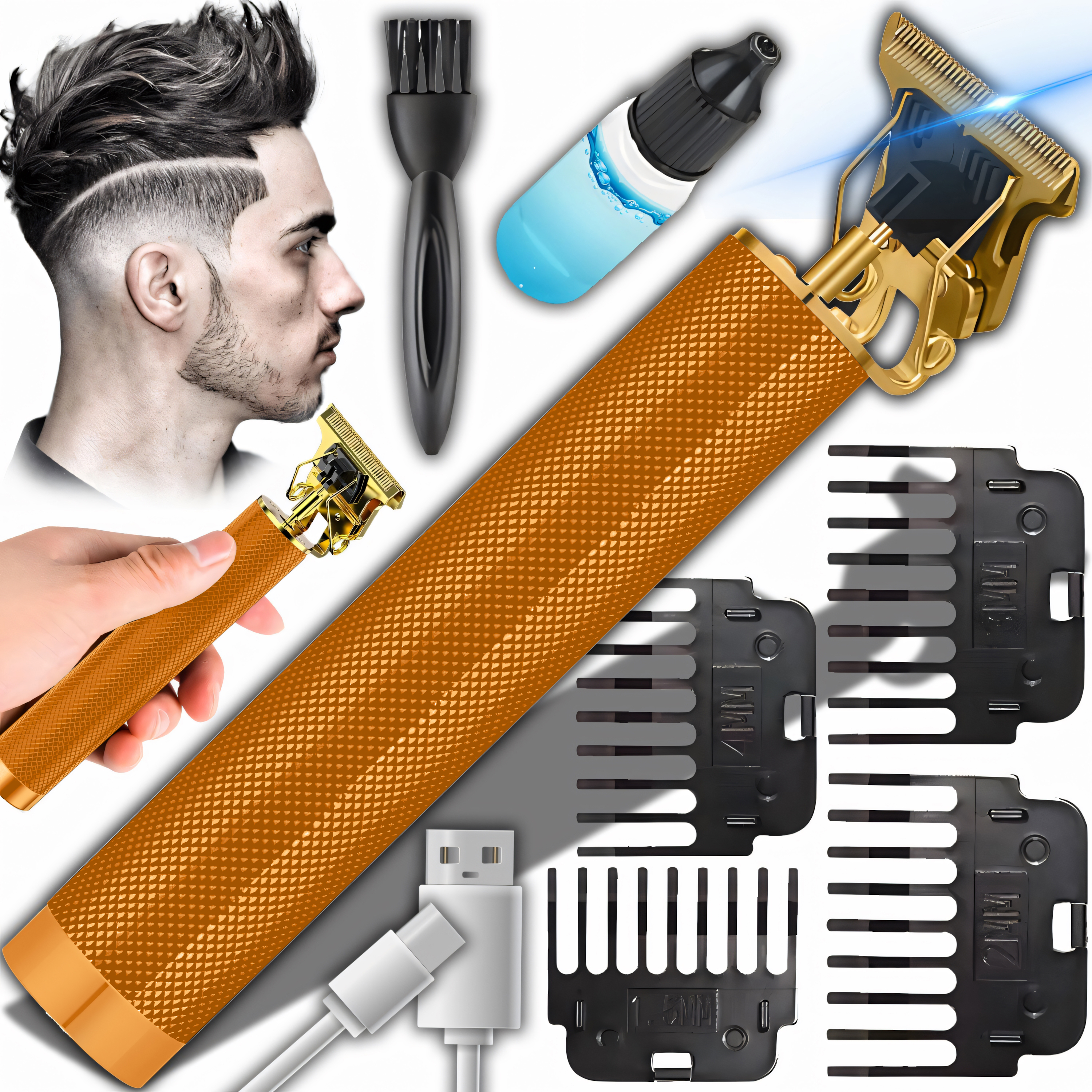 Haarschneider Haarschneidemaschine Bartschneider T-Blade Bart Trimmer Haartrimmer Elektrische Hair Clipper Haars Rasierer Herren Kinder Gold Retoo U157-1