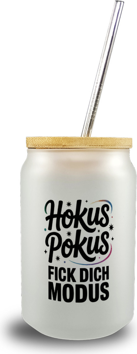 speecheese Hokus Pokus Trinkglas mit Bambusdeckel mit frechem Spruch