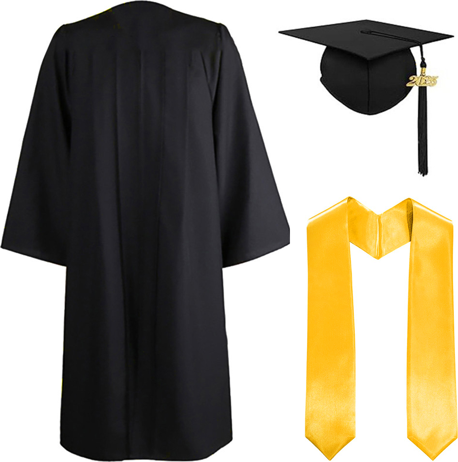 Bremen 3-teiliges Abschlusskostüm-Set mit matter Abschlusskappe, Schulterstolen und Talar, Unisex-Kleiderkleid mit lockerer Passform für Abschlussfeiern an der High School und am College 4400801