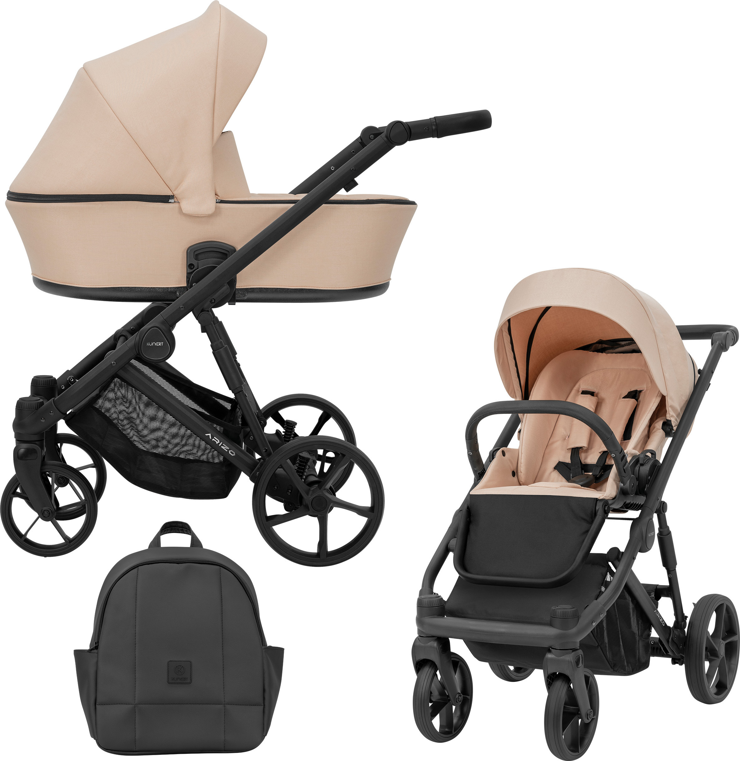 Kinderwagen ARIZO Sportwagen Babywagen Babyschale Komplettset Kinder Wagen Set 2 in 1 (Pink, Rahmenfarbe: Schwarz)