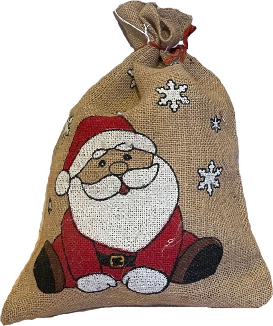 Riffelmacher + Weinberger Riffelmacher Nikolaus Jutesack 25 x 35 cm "Süßer Santa" 19530 | Natur Rot