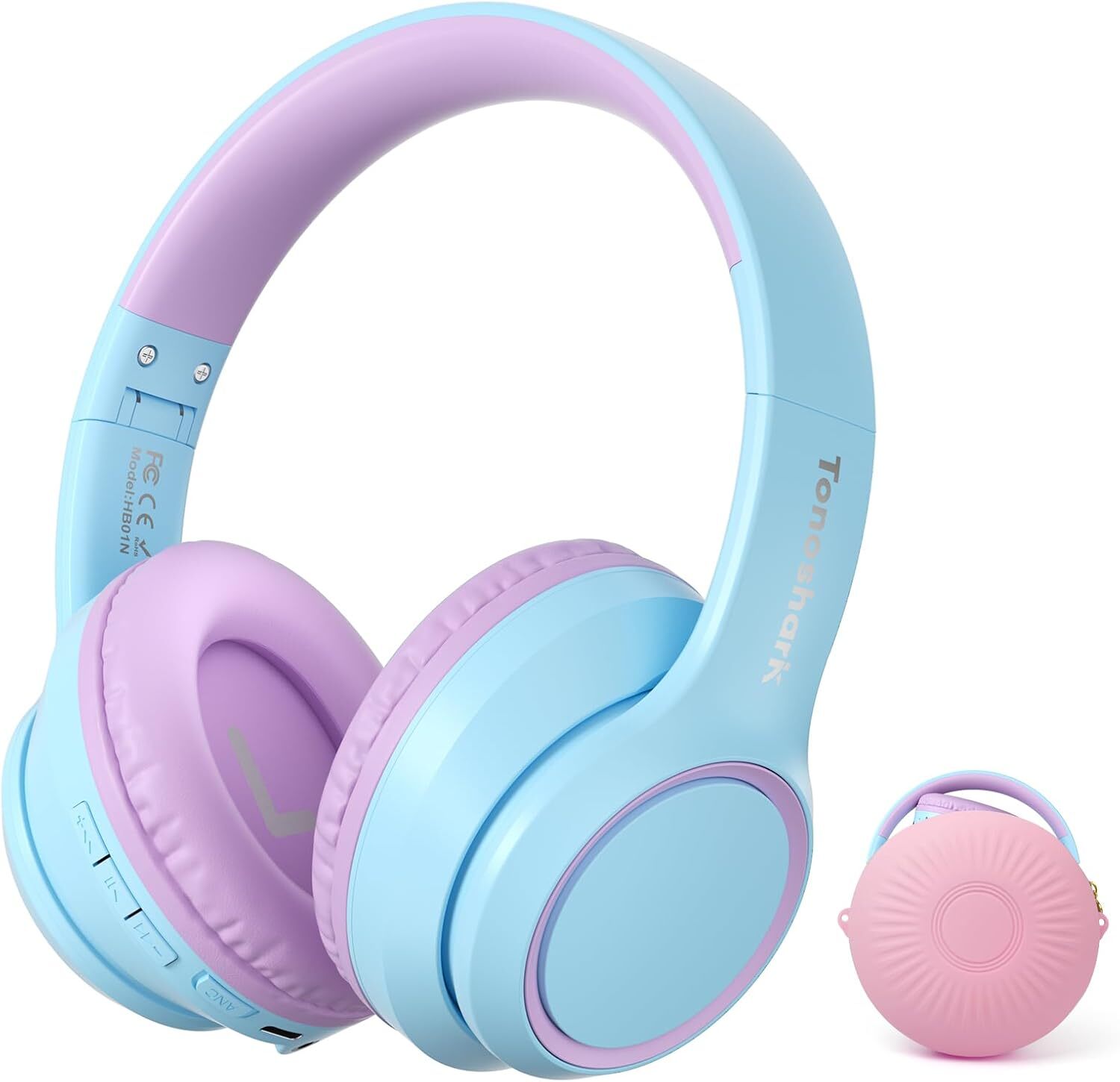 Tonoshark Aktive Noise-Cancelling-Kopfhörer für Kinder, 60 Std. Spielzeit,Kabelloses Bluetooth Over-Ear Headset mit integriertem Mikrofon für Schule/Reise/Party