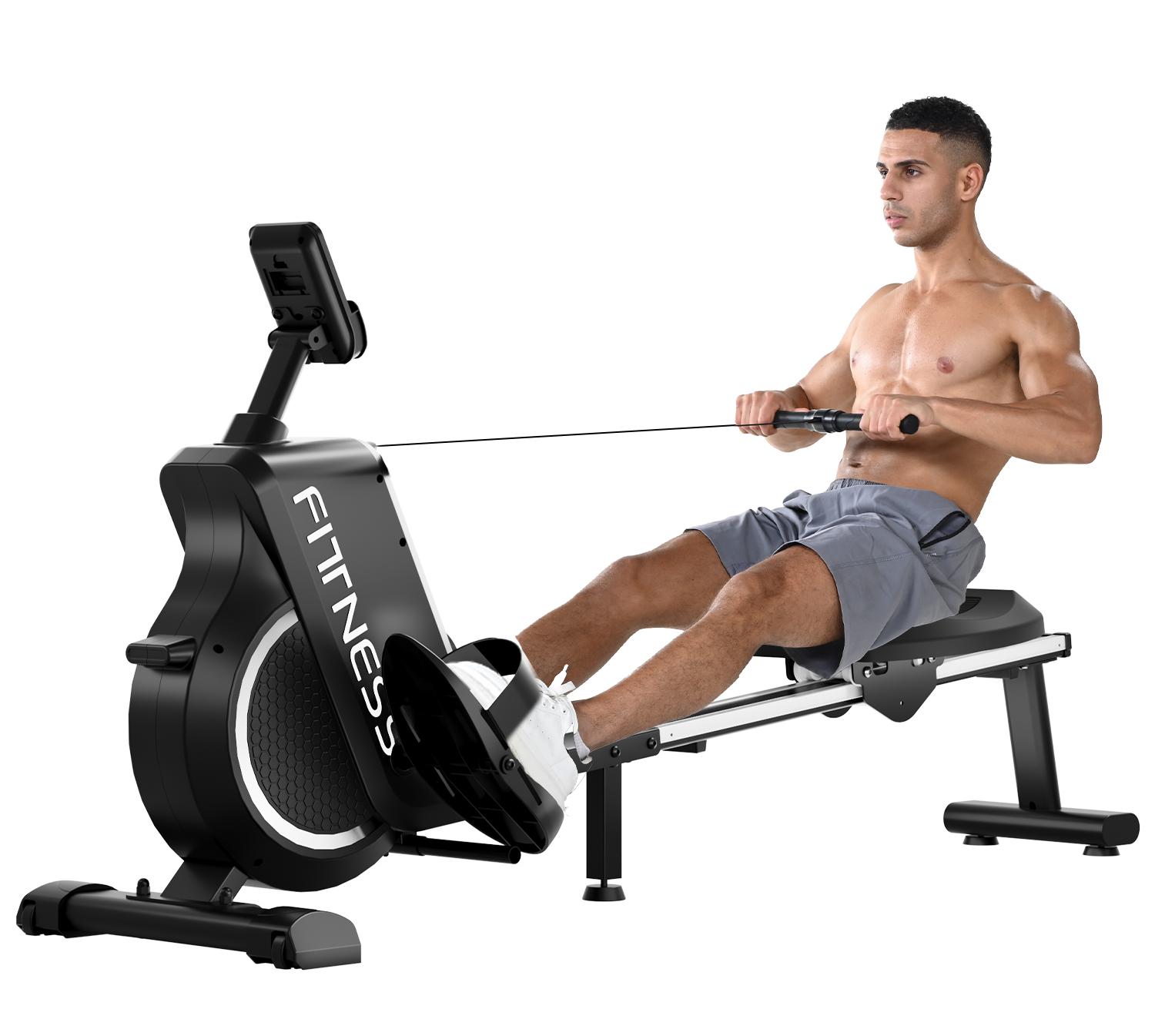 Rudergeräte für Zuhause - Magnetisches Rudergerät mit 16 Ebenen Widerstandsstufen und LED-Display - Leise Gleitschiene - Belastbarkeit 120KG