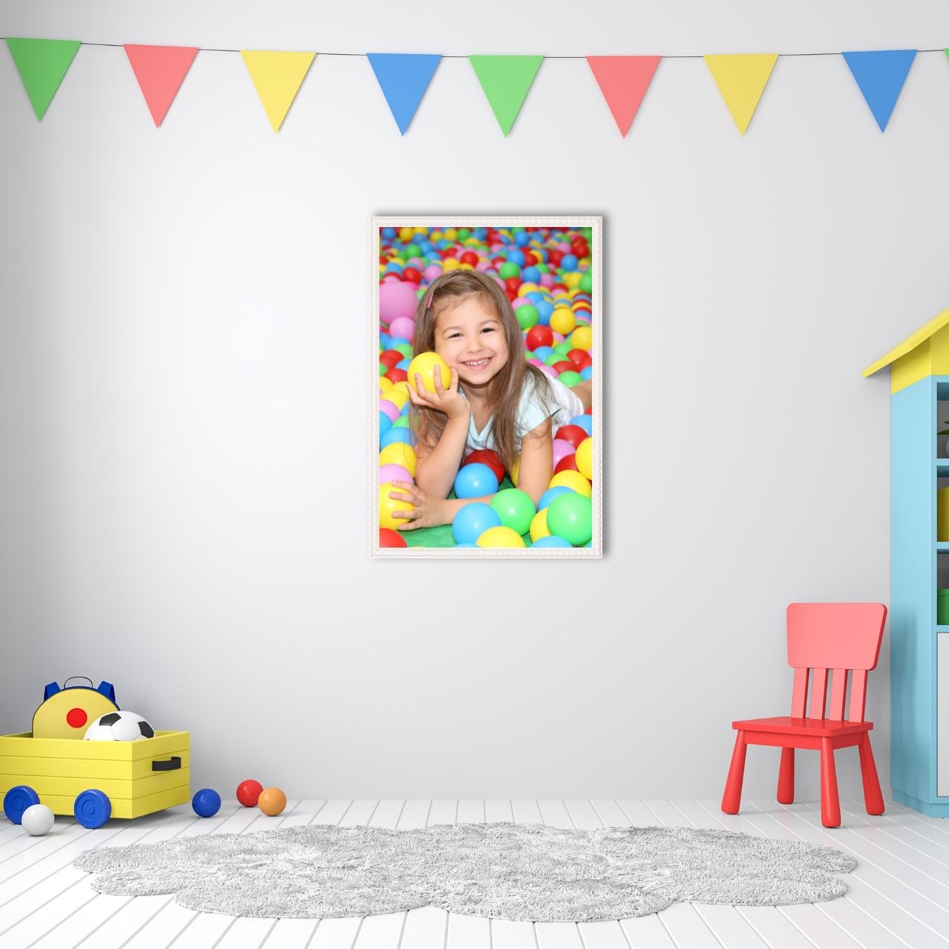 Clamaro Bilderrahmen Weiss Bubble nach Maß Holz 20mm, Größe:58x42 NEW-406480