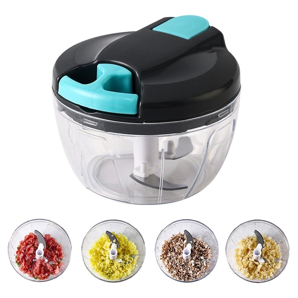 Kinomi Zwiebelhacker Zwiebelschneider Manuell, 520ML Gemüseschneider Mit 3 Edelstahlklingen