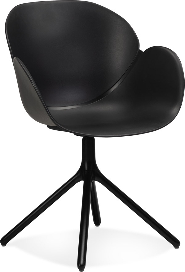 Alterego | Schwarzer APODIS Kunststoffstuhl mit Armlehnen | 59x59x85,5 cm AC04350BLBL