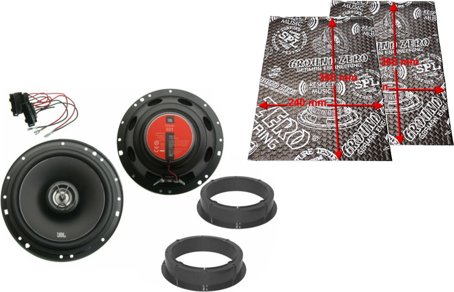 DSX JBL Lautsprecher Komplett Set fuer VW Passat CC Tuer hinten Daemmung 175 W jbl621passatccd