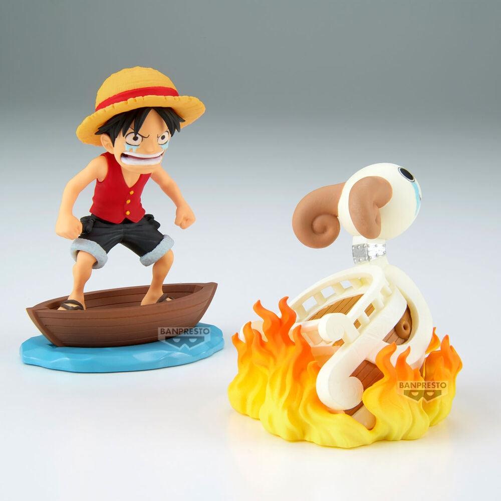 Northix One Piece Ruffy & Going Merry Figur, 8 cm Sammlerstück
