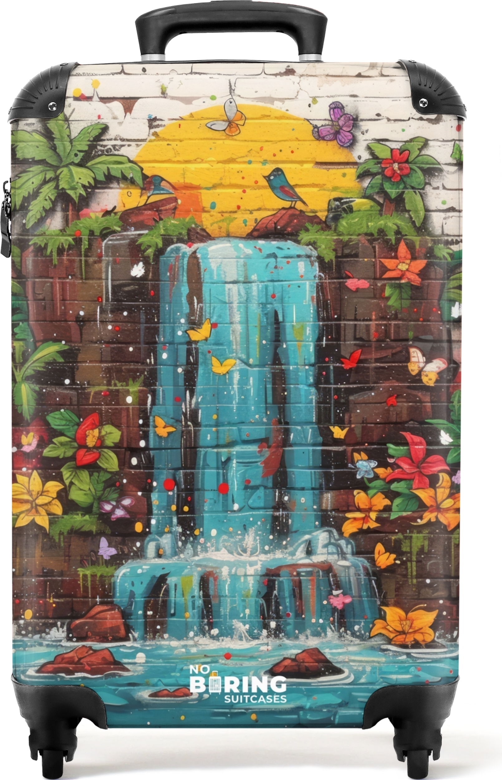 NoBoringSuitcases.com® Koffer Handgepäck Trolley Rollkoffer Kleine Reisekoffer mit 4 Rollen - Wasserfall im Graffiti-Stil - Cabin Size < 55x40x23 cm & 55x40x20 cm - Fotokoffer - Kabinenkoffer - BoardgepäckHandgepäck Koffer 55x35x20 cm, 36L, 709|599917