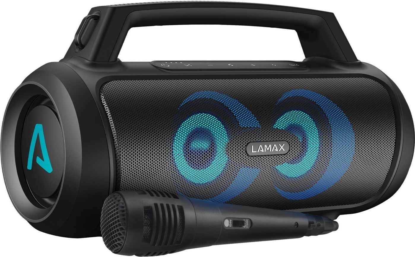 LAMAX PartyGo1 Play, Bluetooth párty reproduktor, 50 W, 15 hodín výdrže batérie, mikrofón v balení, FM rádio, BT 5.3