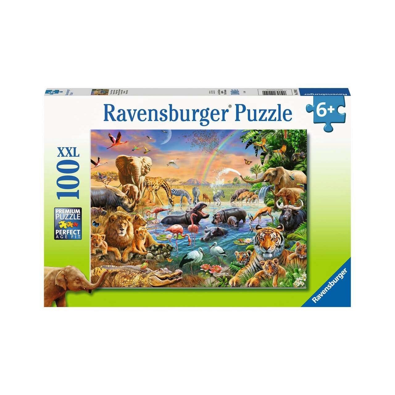 Ravensburger Spielverlag RAVENSBURGER Puzzle Tiere an der Trnke XXL 100 Teile 12910