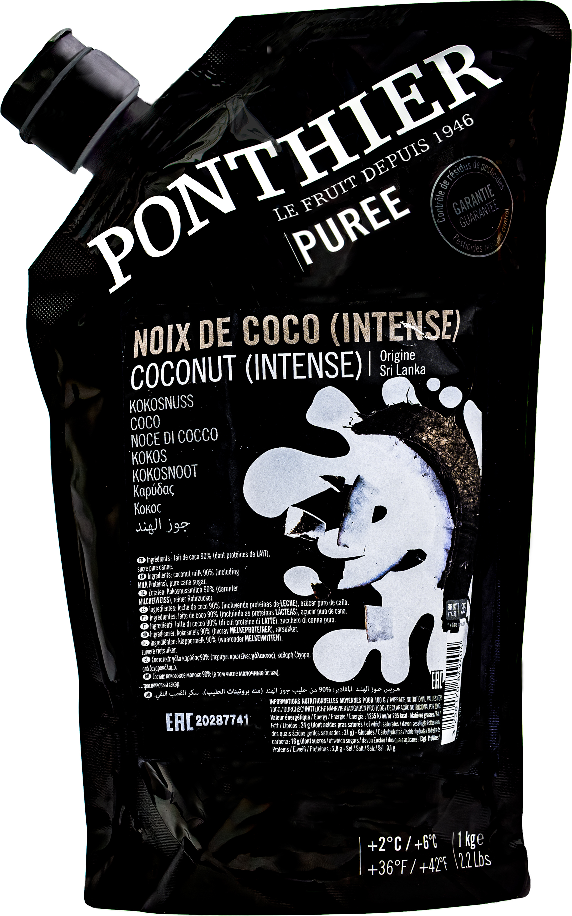 Food-United KOKOS-NUSS-PÜREE Ponthier 1KG für Smoothies Müsli uvm. FU0150-1