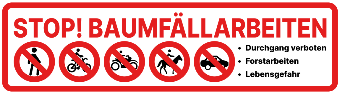 Major and More Forstarbeiten Banner Baumfällarbeiten Forst Plane PVC Lebensgefahr Durchgang verboten 120 x 30 cm 16114-120 x 30 cm
