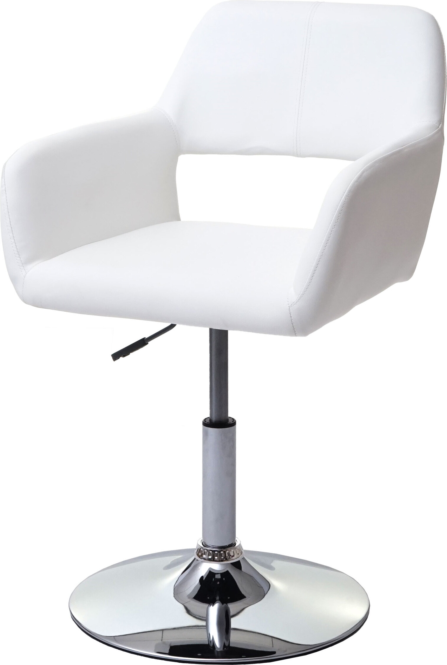 Jedálenská stolička HWC-A50 III, stolička kuchynská stolička, retro 50. roky, Imitácia kože ~ biela, chrómová základňa