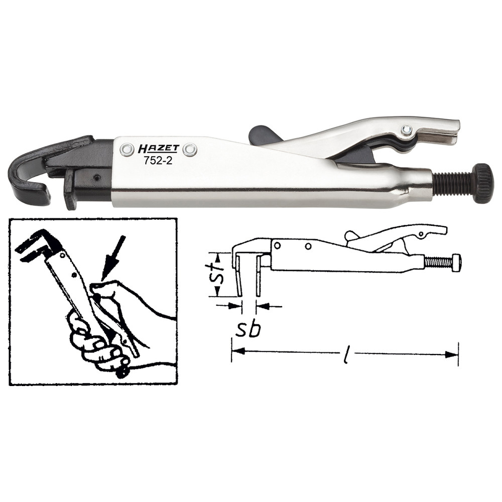 Hazet Grip-Zange 752-2 - Gesamtlänge: 205 mm 752-2 Nettogewicht: 434 g