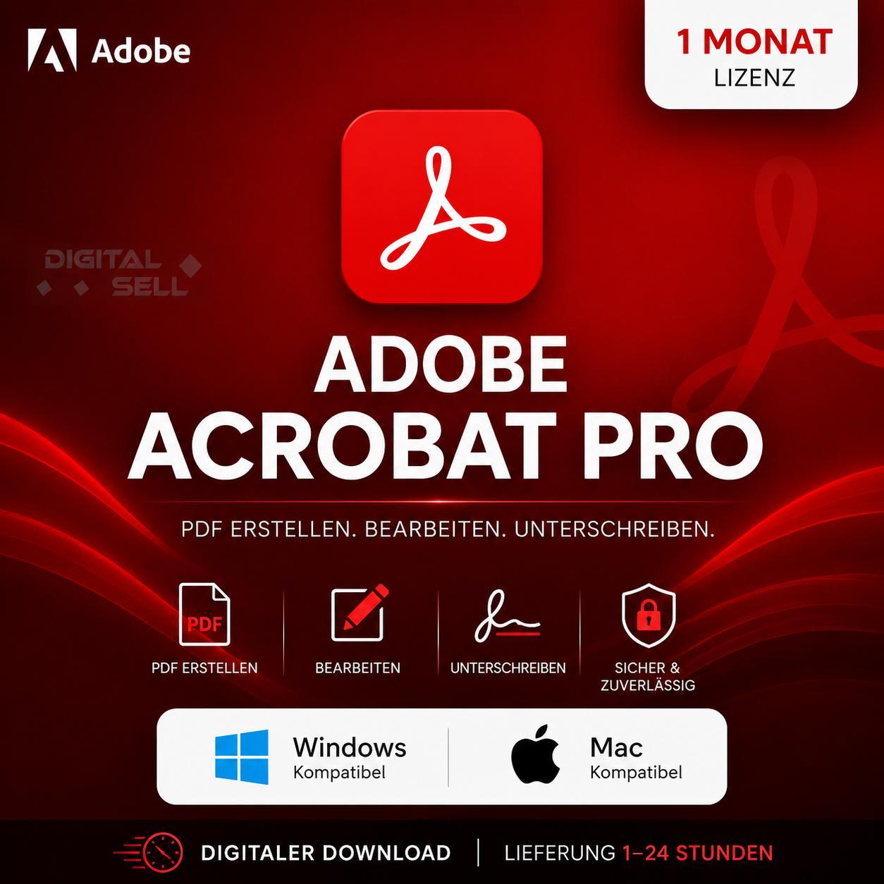 Adobe Acrobat Pro 1 Monat – PDF Bearbeiten – Lizenzschlüssel – Sofortige Lieferung