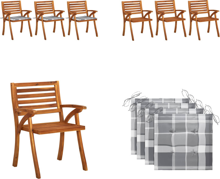 vidaXL Garten Essstühle mit Kissen 3 Stk. Massivholz Akazie - Esszimmerstuhl - Esszimmerstühle - Esszimmerstühle Aus Holz - Esszimmerstuhl Mit Kissen