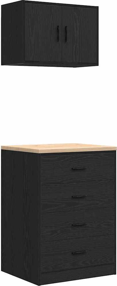 vidaXL Garážové skrinky 2 ks čierne na báze dreva